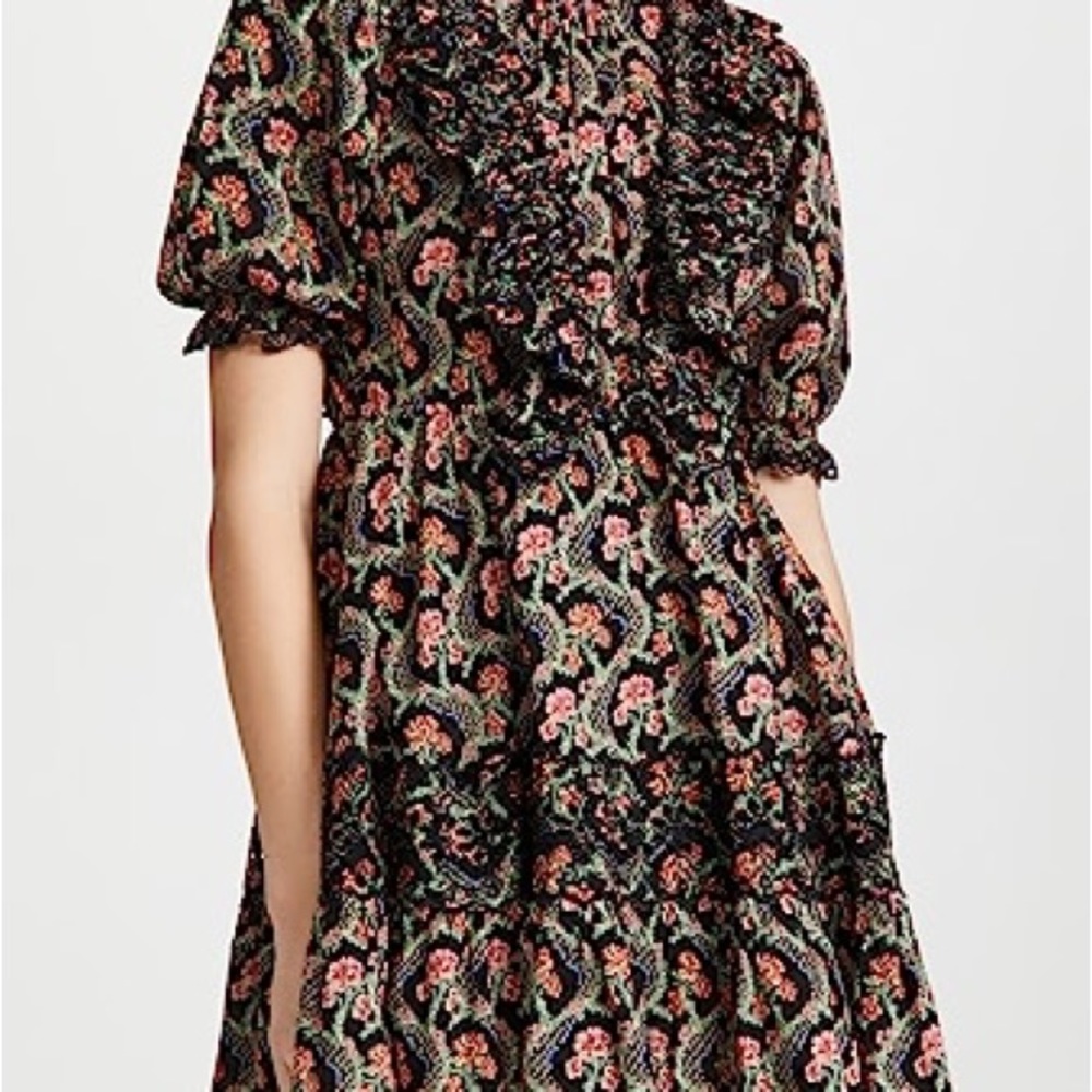 byTiMo Frilled organic mini dress dark Wallpaper new with tags XS